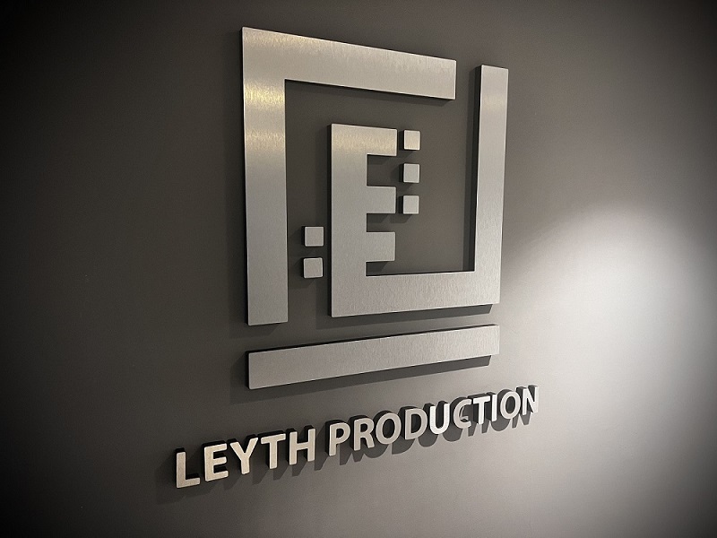 Leyth Production logo at the studio office